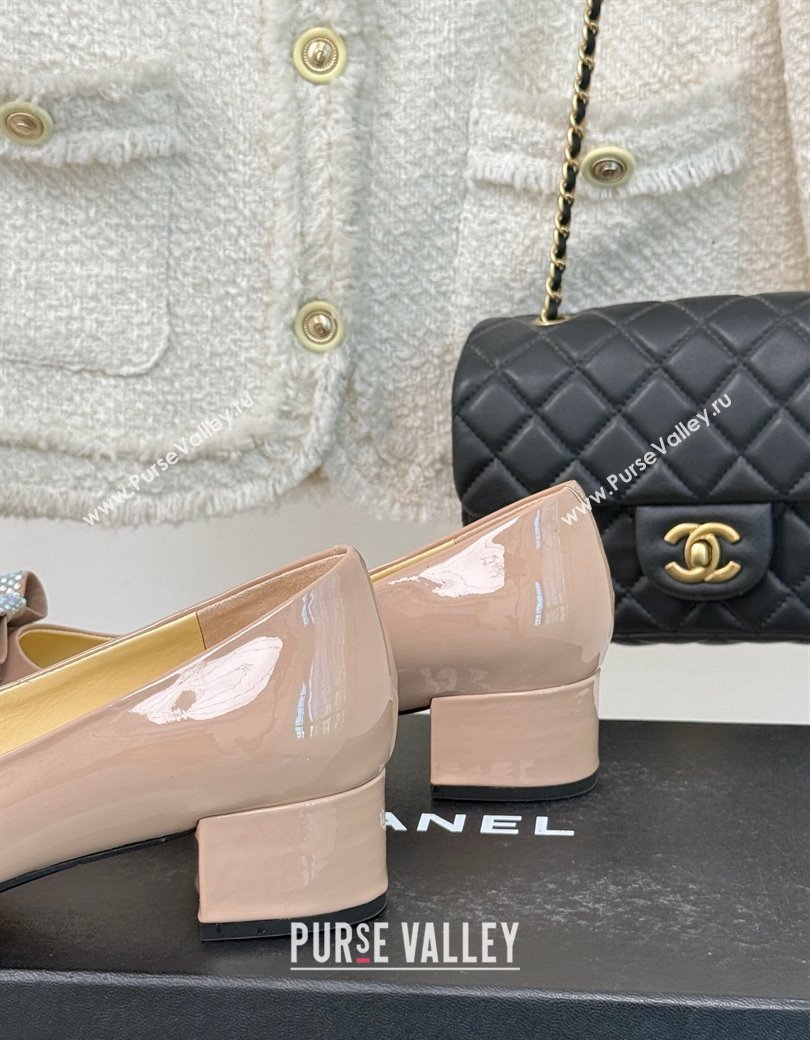 Chanel Patent Calfskin Pumps with Strass Bow Pink 2024 CH010303 (MD-250103019)