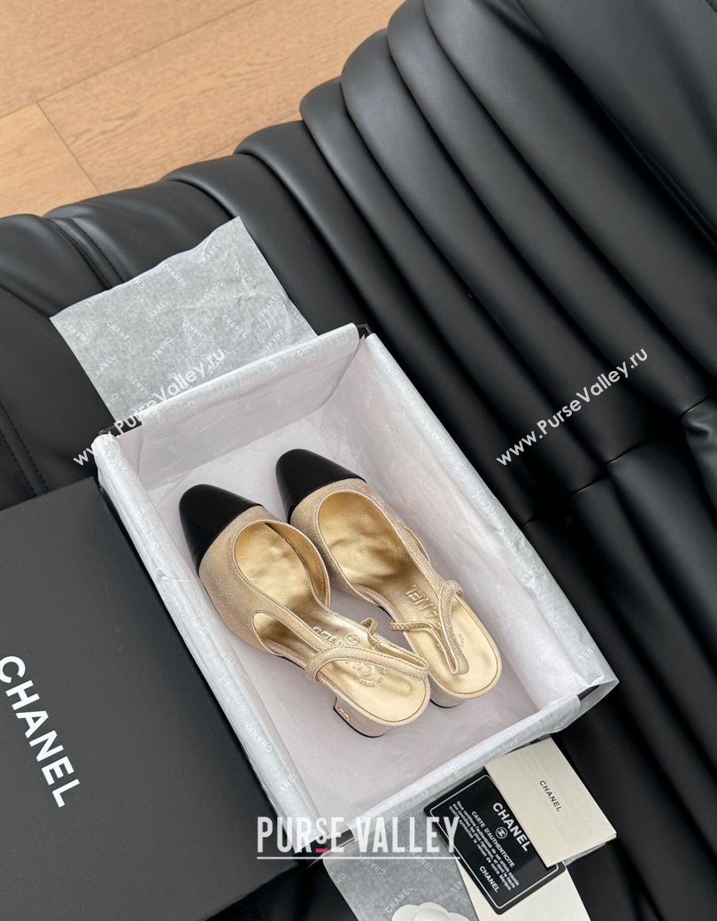 Chanel Velvet Slingback Pumps 6.5cm G31318 Beige 2025 0103 (MD-250103103)