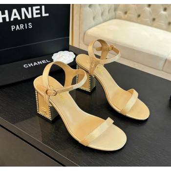 Chanel Fabric Sandals 7cm with Strass Heel Beige 2024 G45235 0102 (SS-240102003)