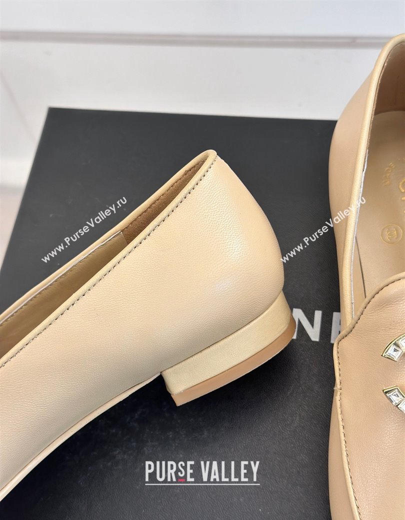 Chanel Lambskin Loafers with Strass and Chain CC G46157 Beige 2024 (MD-250102092)