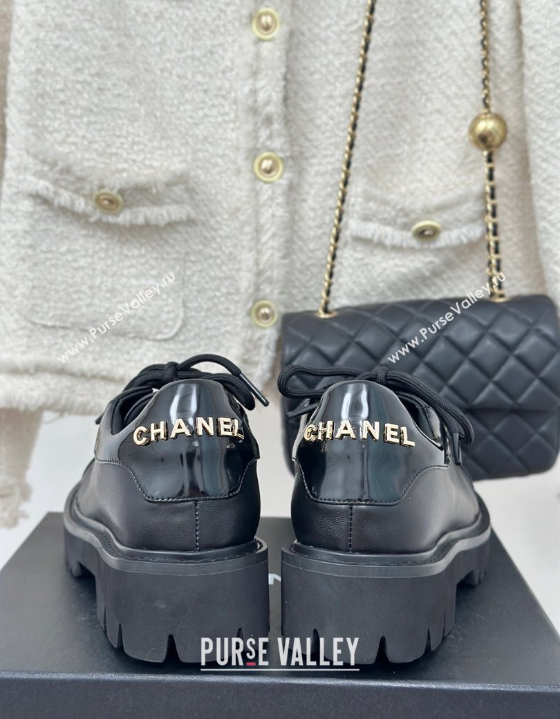 Chanel Patent Calfskin Lace-up Shoes Black 2025 CH010304 (MD-250103026)