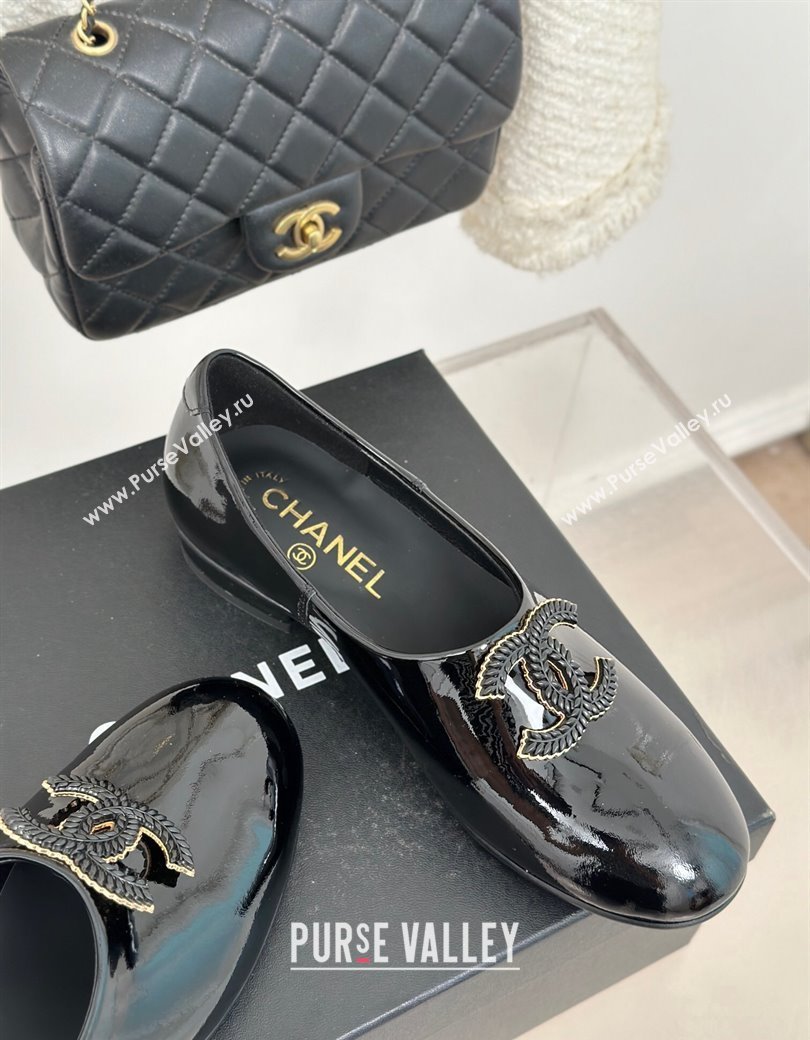 Chanel Patent Calfskin Loafers Flat with CC Black 2025 G46194 (MD-250103038)