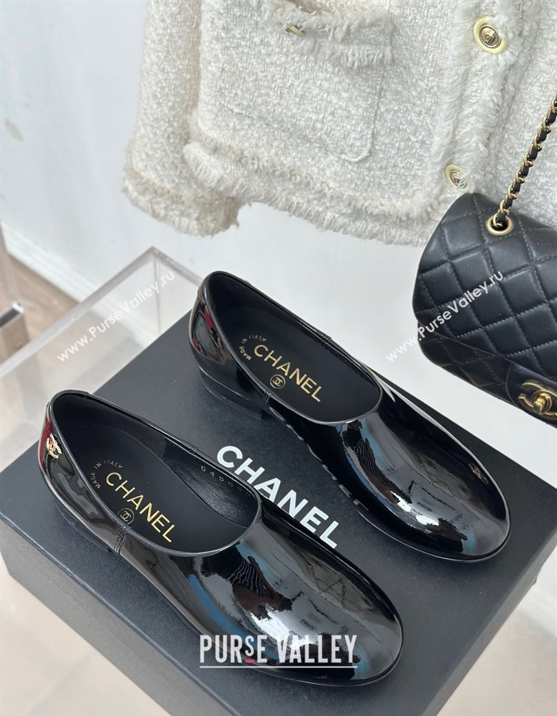 Chanel Patent Calfskin Loafers Flat Black Upper 2025 G46194 (MD-250103039)