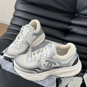 Chanel Mesh Calfskin Sneakers Silver 2024 CH010203 (MD-240102023)