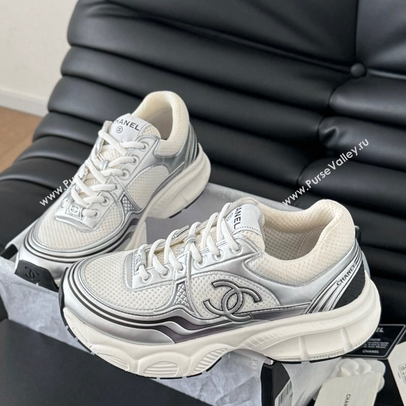 Chanel Mesh Calfskin Sneakers Silver 2024 CH010203 (MD-240102023)