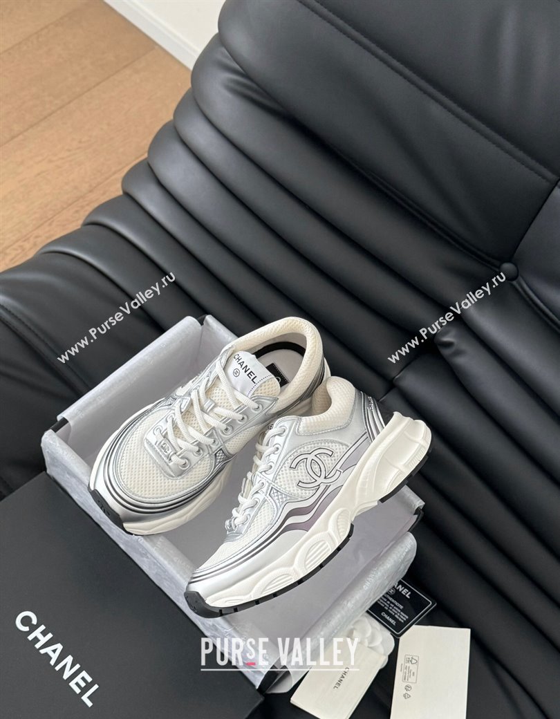 Chanel Mesh Calfskin Sneakers Silver 2024 CH010203 (MD-240102023)