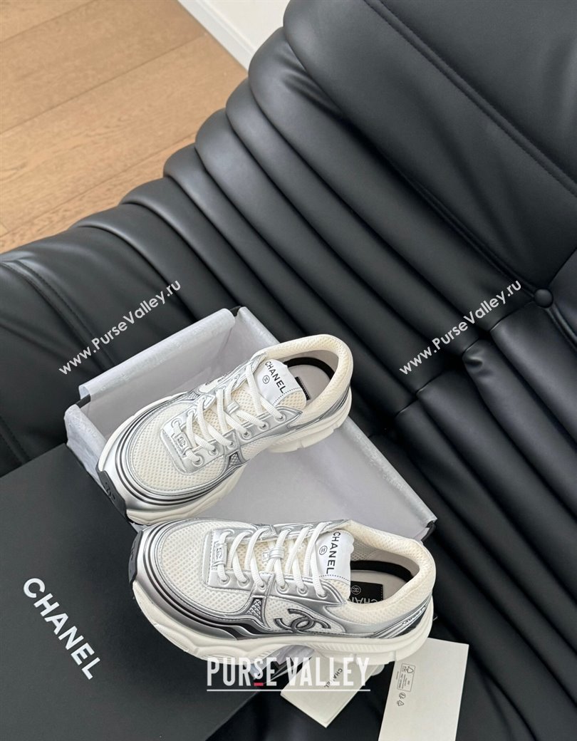 Chanel Mesh Calfskin Sneakers Silver 2024 CH010203 (MD-240102023)