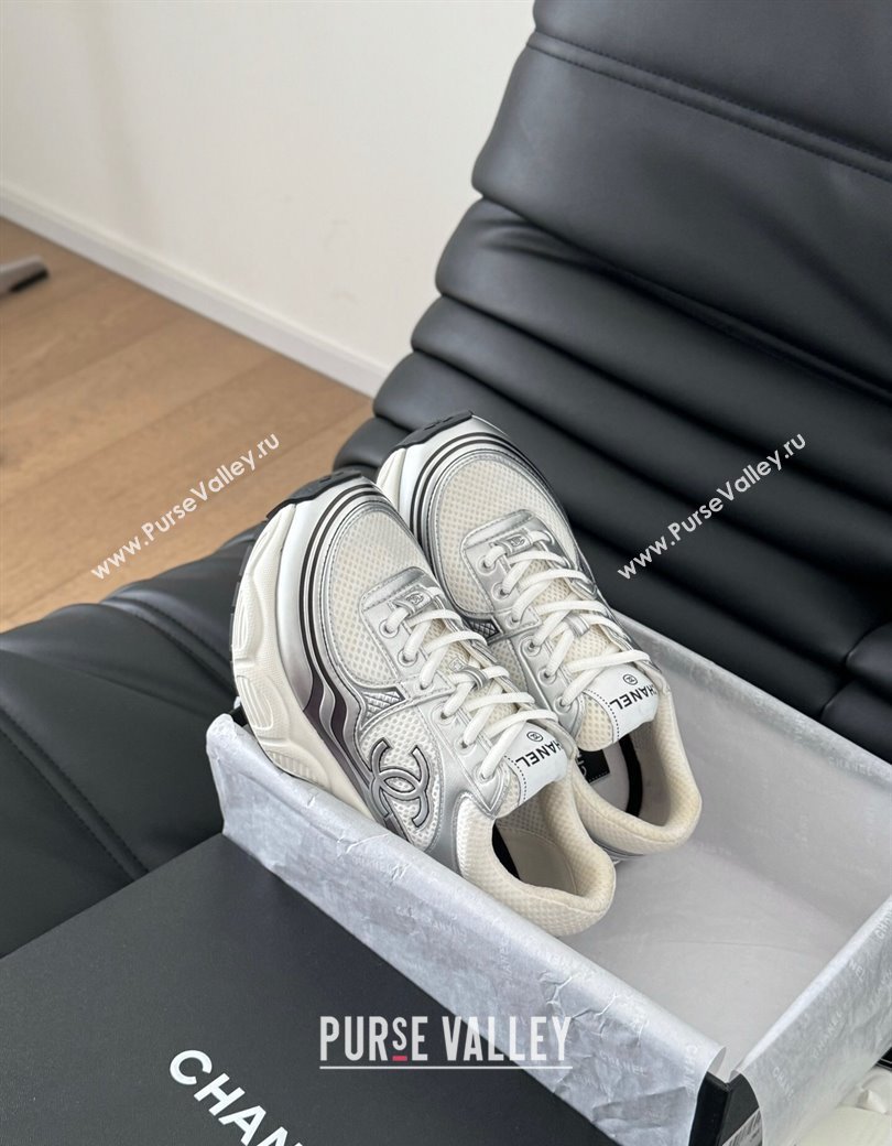 Chanel Mesh Calfskin Sneakers Silver 2024 CH010203 (MD-240102023)