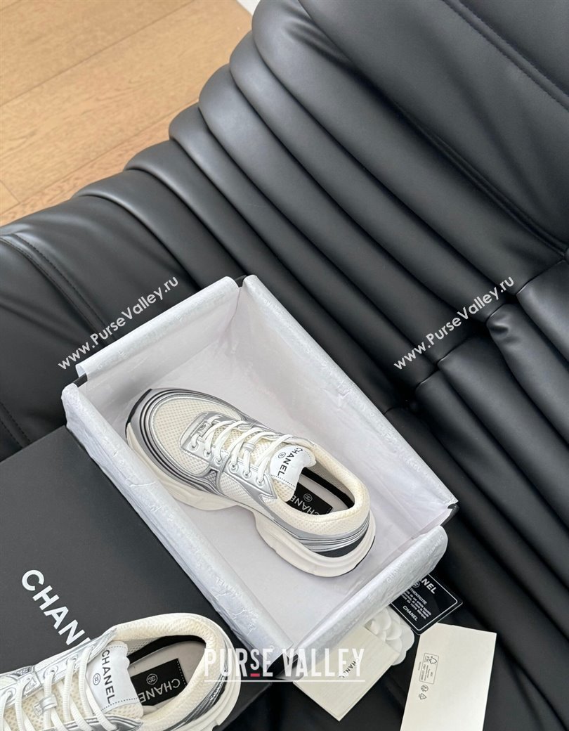 Chanel Mesh Calfskin Sneakers Silver 2024 CH010203 (MD-240102023)