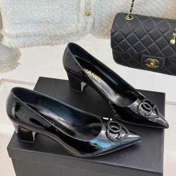 Chanel Patent Calfskin Leather Pumps 5cm with CC Heart Black 2025 G46072 (MD-250103051)