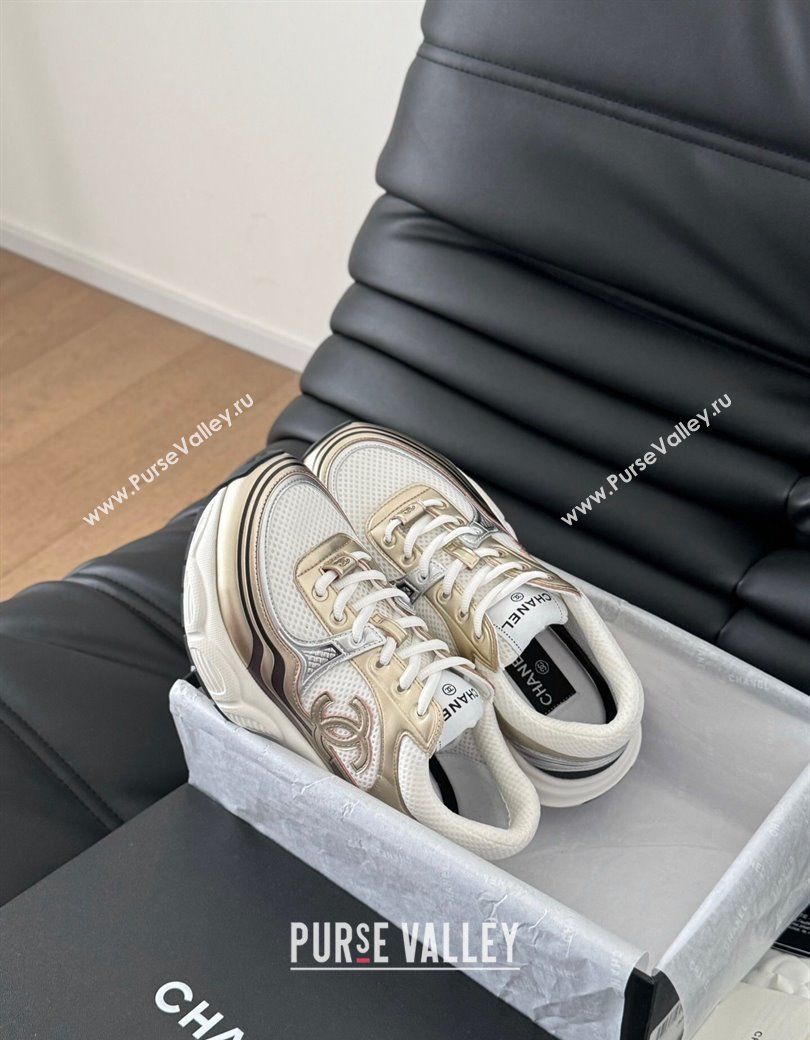 Chanel Mesh Calfskin Sneakers Gold-Tone 2024 CH010203 (MD-240102025)