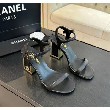 Chanel Lambskin Heel Sandals 7cm Black 2024 G45235 0102 (SS-240102004)