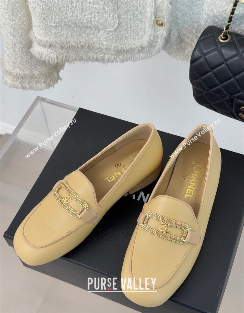 Chanel Lambskin Leather Loafers with Chain Yellow 2025 G46113 (MD-250103060)