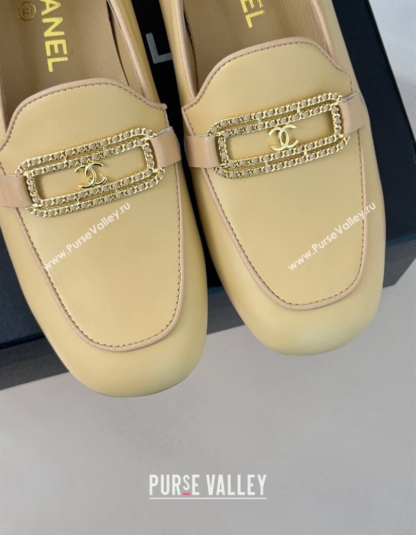 Chanel Lambskin Leather Loafers with Chain Yellow 2025 G46113 (MD-250103060)