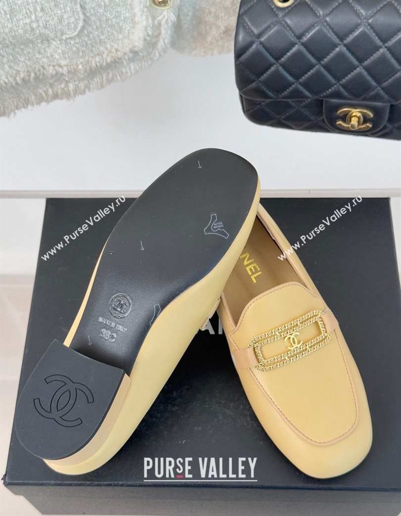 Chanel Lambskin Leather Loafers with Chain Yellow 2025 G46113 (MD-250103060)