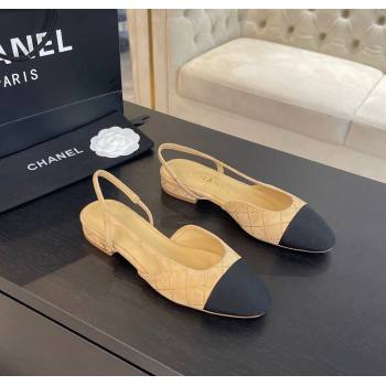 Chanel Quilted Suede Grosgrain Slingbacks Flats with Studs G31319 Dark Beige 2024 (MD-250103093)