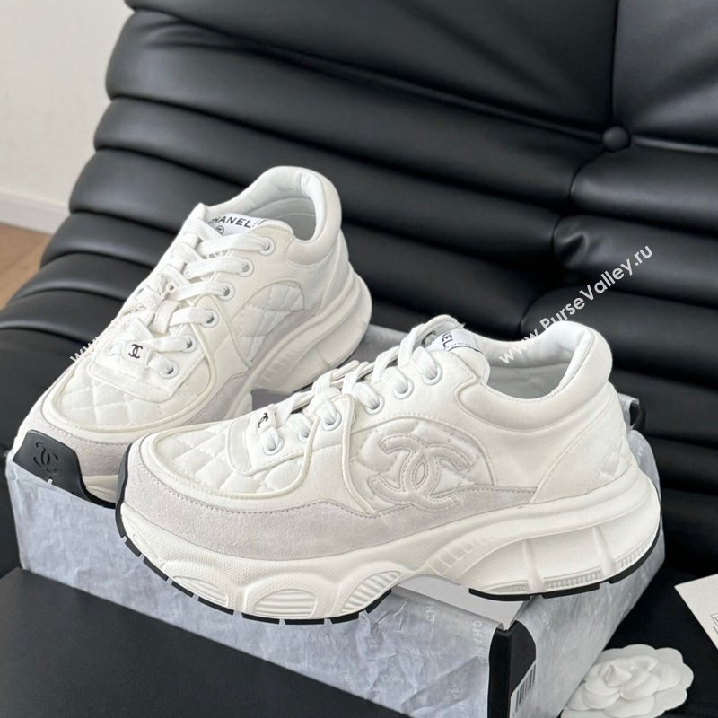 Chanel Quilted Suede Sneakers White 2024 CH010204 (MD-240102031)