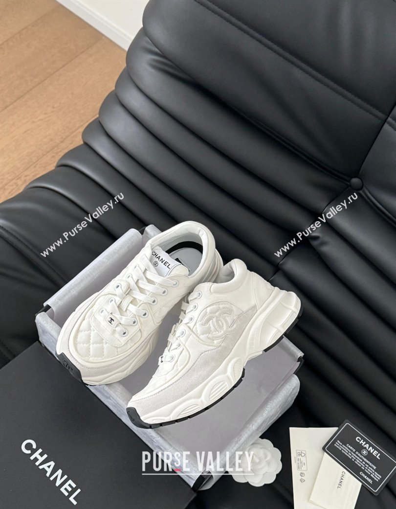 Chanel Quilted Suede Sneakers White 2024 CH010204 (MD-240102031)