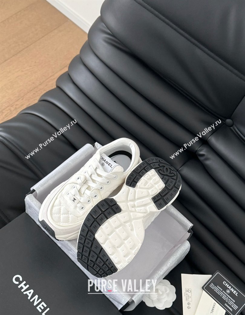 Chanel Quilted Suede Sneakers White 2024 CH010204 (MD-240102031)