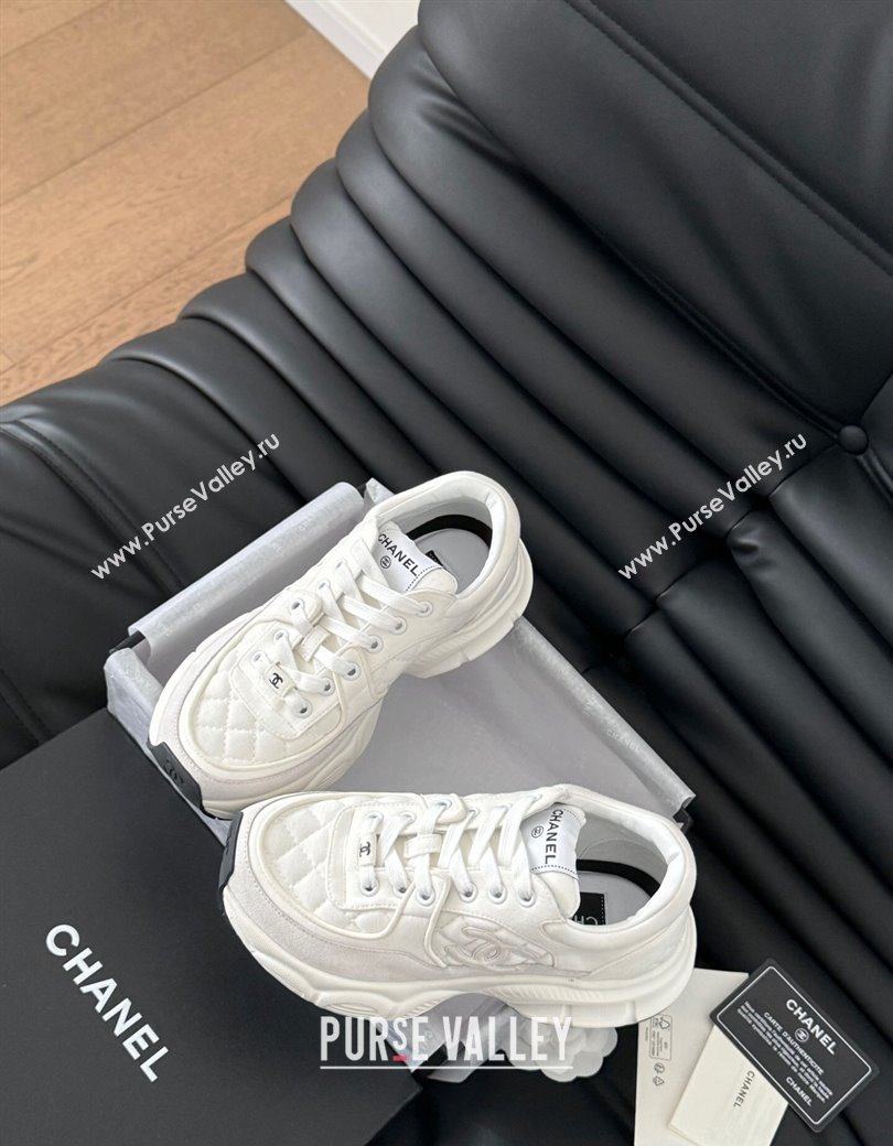 Chanel Quilted Suede Sneakers White 2024 CH010204 (MD-240102031)