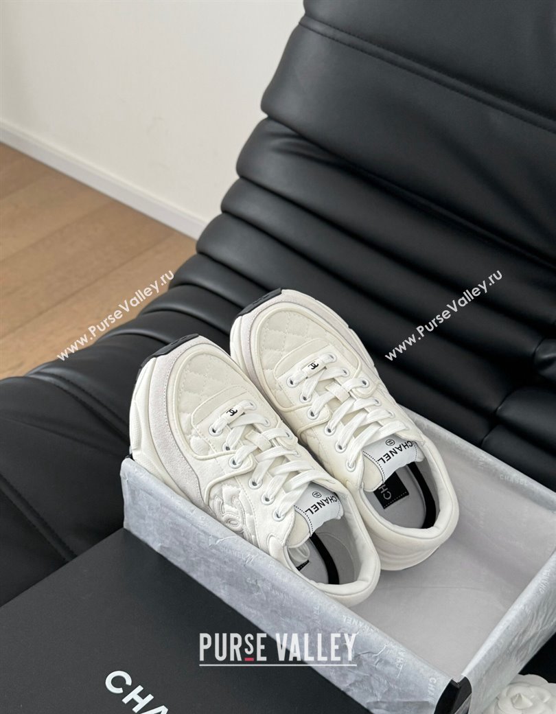 Chanel Quilted Suede Sneakers White 2024 CH010204 (MD-240102031)