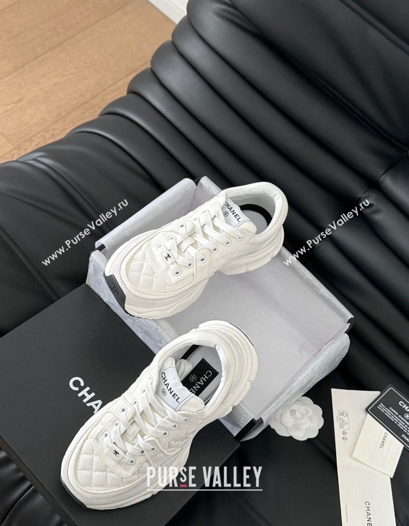 Chanel Quilted Suede Sneakers White 2024 CH010204 (MD-240102031)