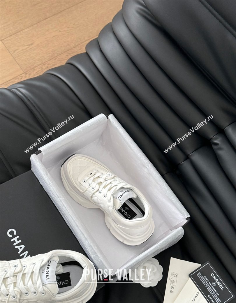 Chanel Quilted Suede Sneakers White 2024 CH010204 (MD-240102031)