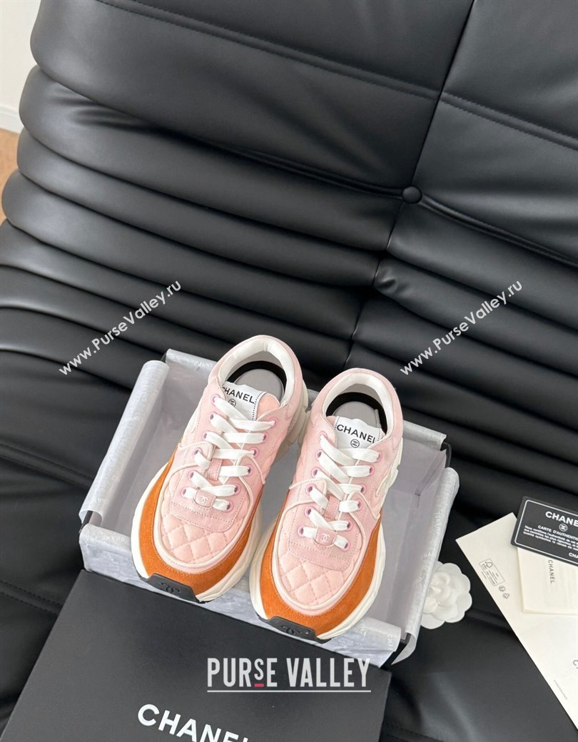 Chanel Quilted Suede Sneakers Pink 2024 CH010204 (MD-240102033)