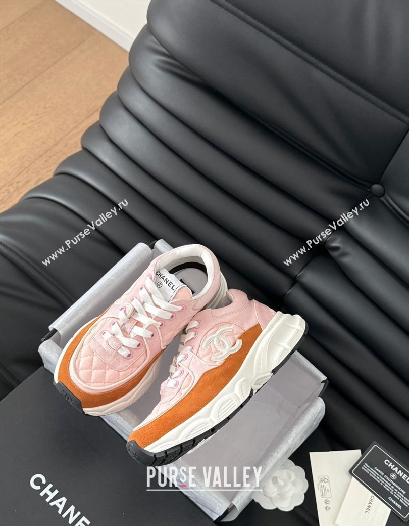 Chanel Quilted Suede Sneakers Pink 2024 CH010204 (MD-240102033)