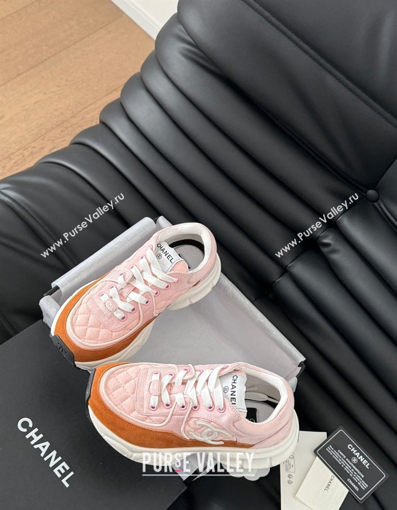 Chanel Quilted Suede Sneakers Pink 2024 CH010204 (MD-240102033)