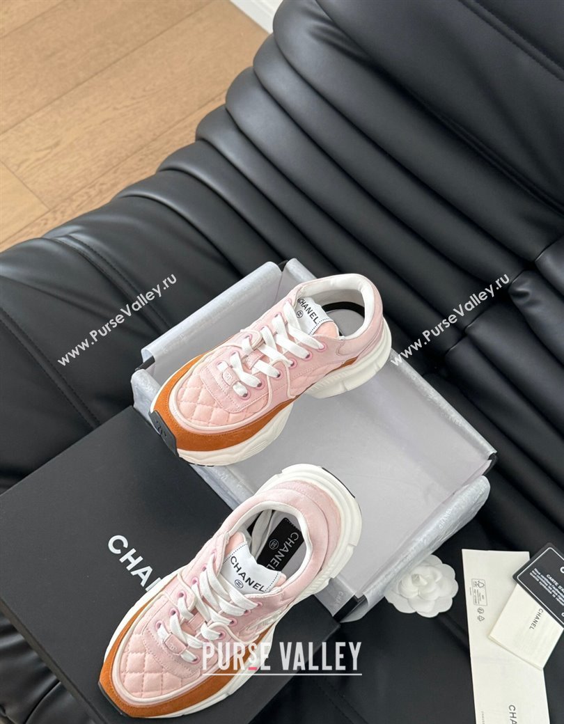 Chanel Quilted Suede Sneakers Pink 2024 CH010204 (MD-240102033)