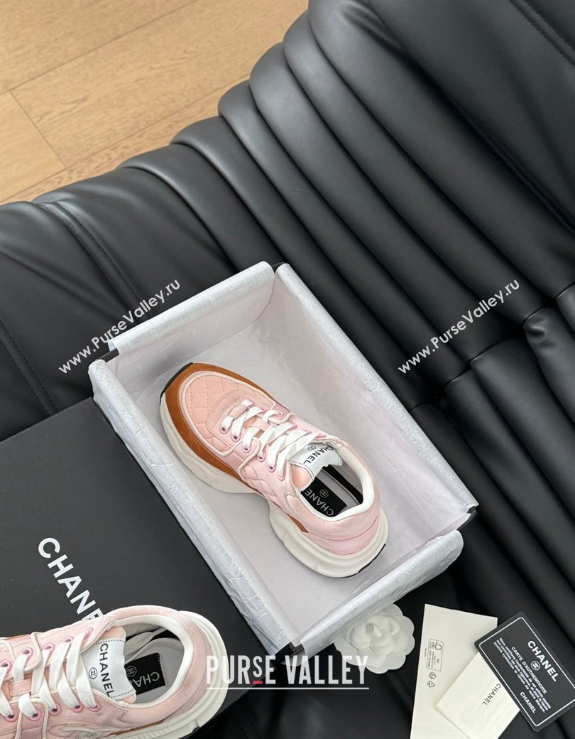 Chanel Quilted Suede Sneakers Pink 2024 CH010204 (MD-240102033)