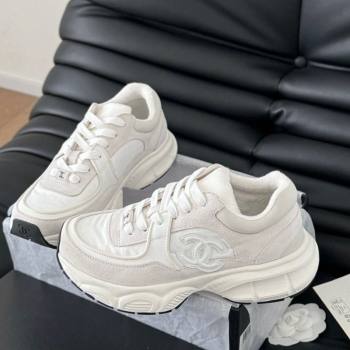 Chanel Fabric Suede Sneakers White 2024 CH010204 (MD-240102035)