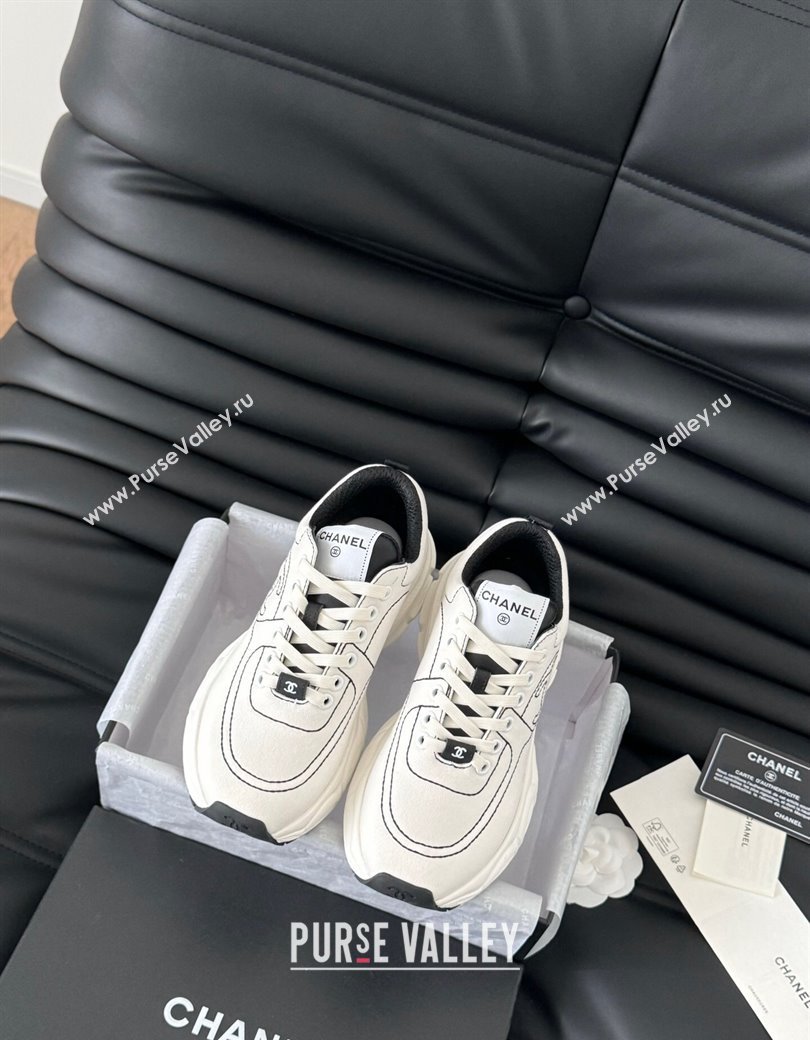 Chanel Cotton Sneakers with Stitches White 2024 CH010204 (MD-240102036)