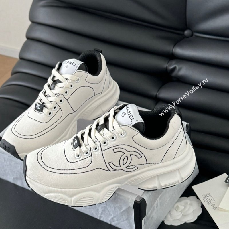 Chanel Cotton Sneakers with Stitches White 2024 CH010204 (MD-240102036)