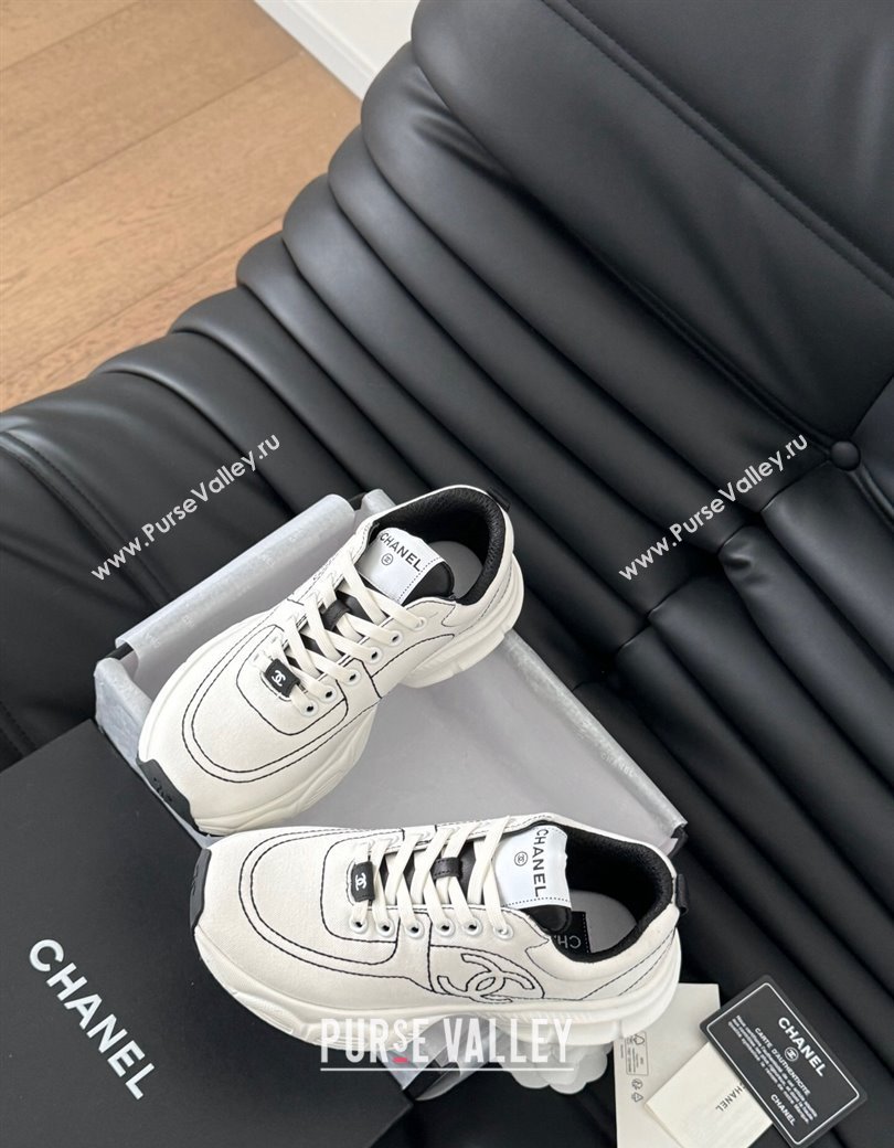 Chanel Cotton Sneakers with Stitches White 2024 CH010204 (MD-240102036)