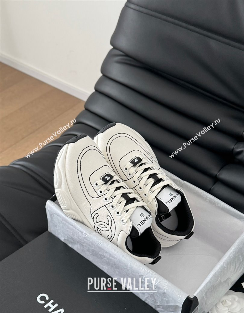 Chanel Cotton Sneakers with Stitches White 2024 CH010204 (MD-240102036)