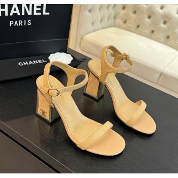 Chanel Lambskin Heel Sandals 7cm Beige 2024 G45235 0102 (SS-240102005)