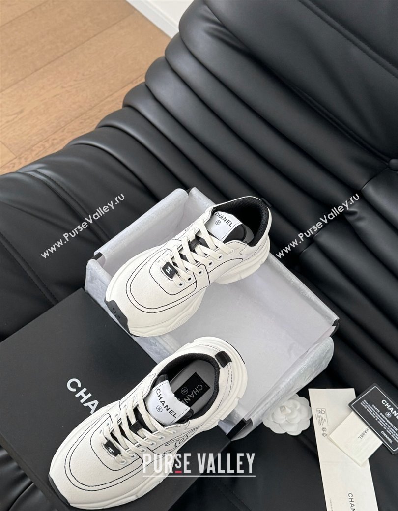 Chanel Cotton Sneakers with Stitches White 2024 CH010204 (MD-240102036)