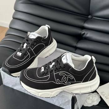 Chanel Cotton Sneakers with Stitches Black 2024 CH010204 (MD-240102037)