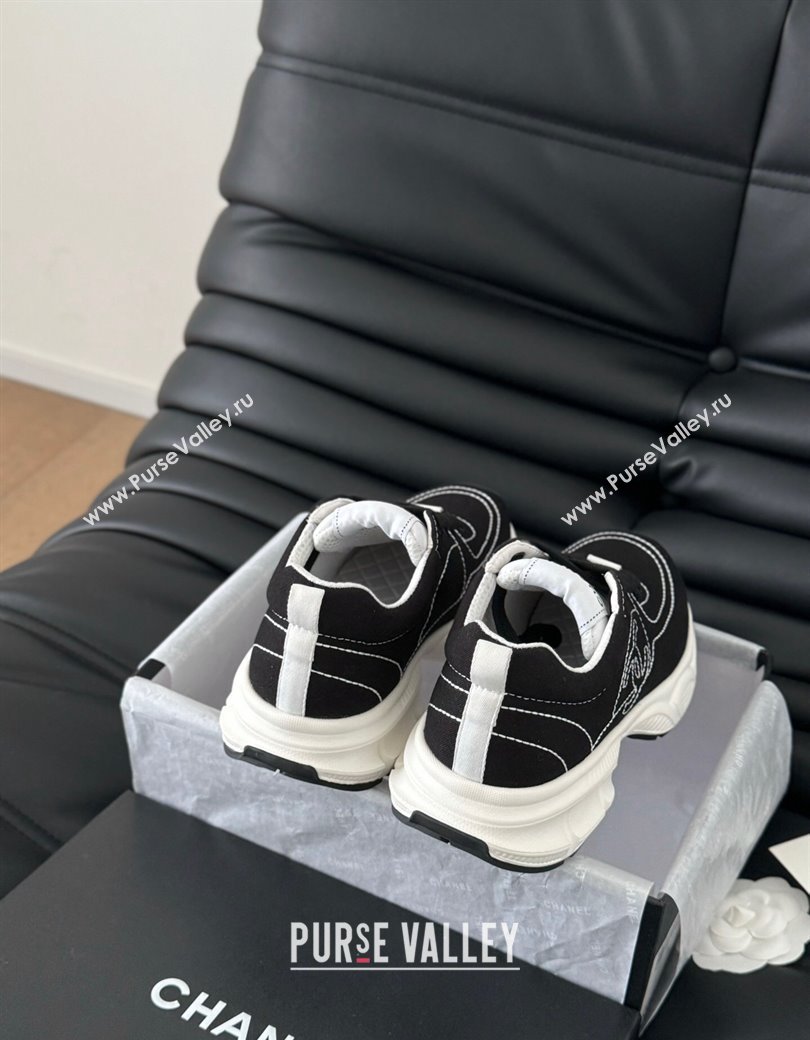 Chanel Cotton Sneakers with Stitches Black 2024 CH010204 (MD-240102037)