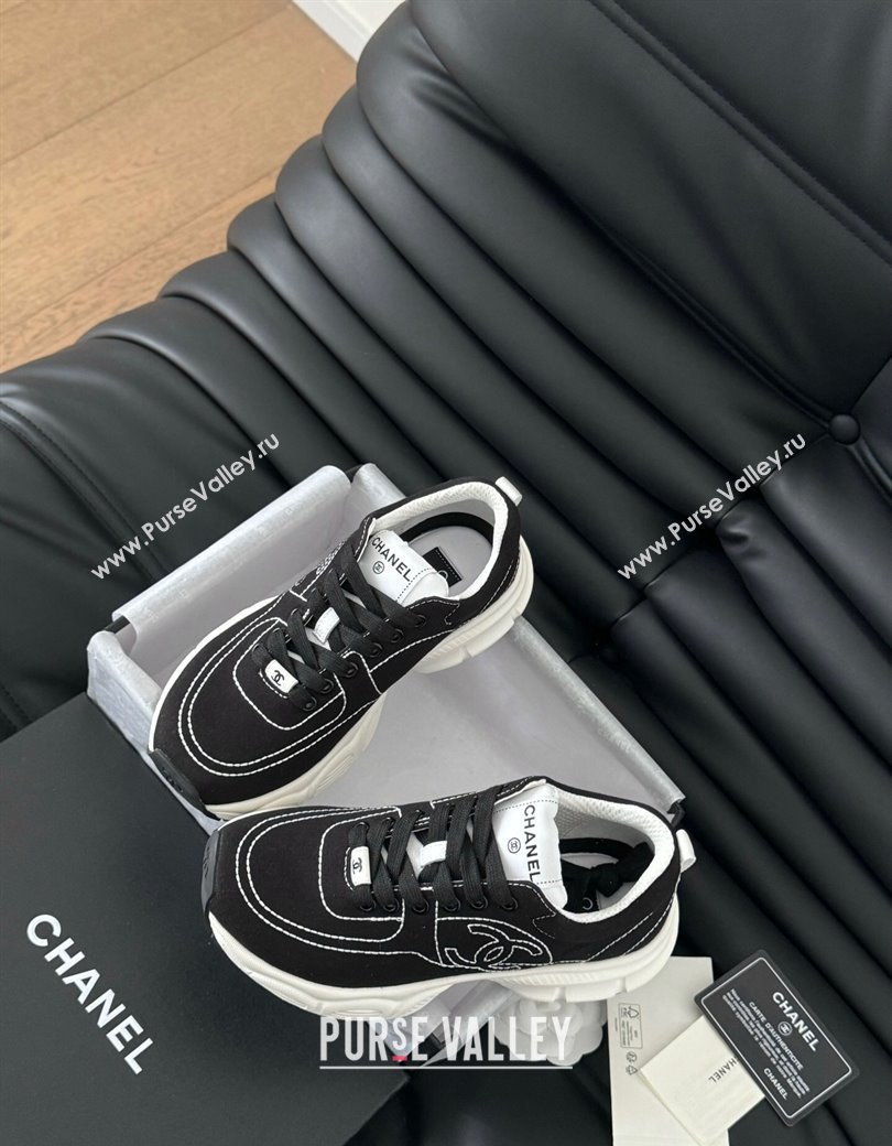 Chanel Cotton Sneakers with Stitches Black 2024 CH010204 (MD-240102037)