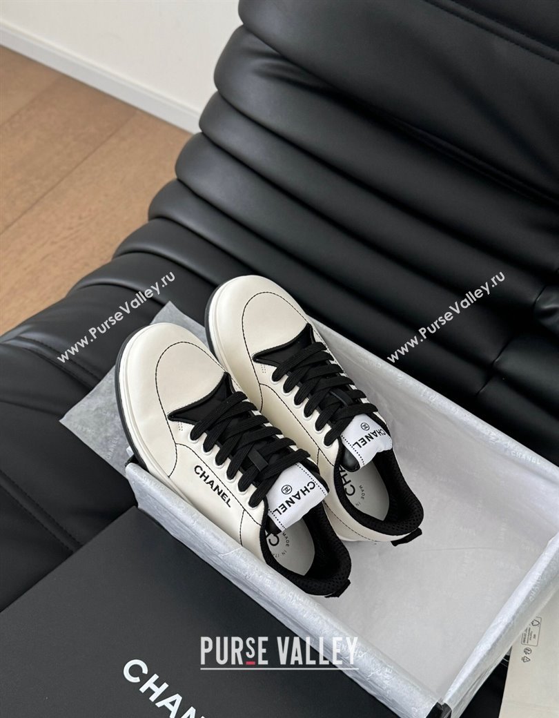 Chanel Calfskin Sneakers with Stitches White 2024 G46076 (MD-240102038)