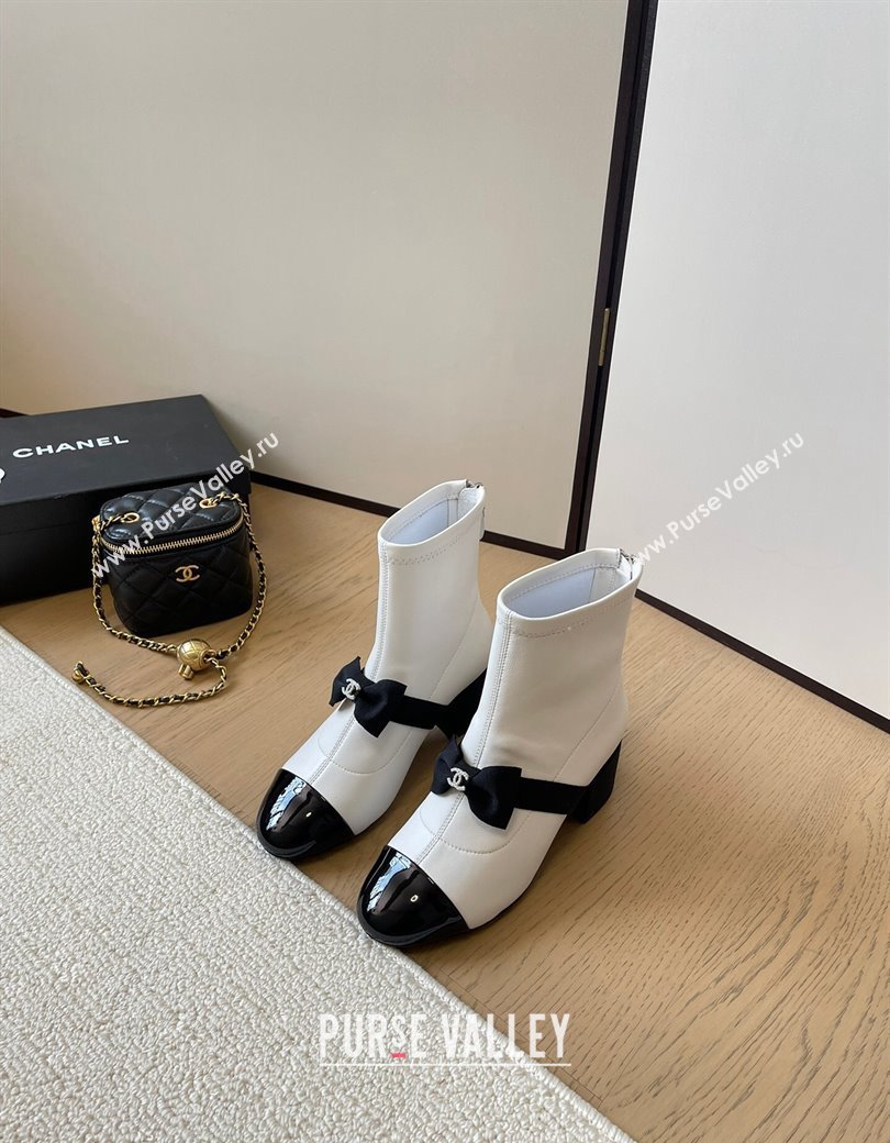 Chanel Calfskin Heel Ankle Boots 5.5cm with Bow White 2024 CH010205 (MD-240102041)