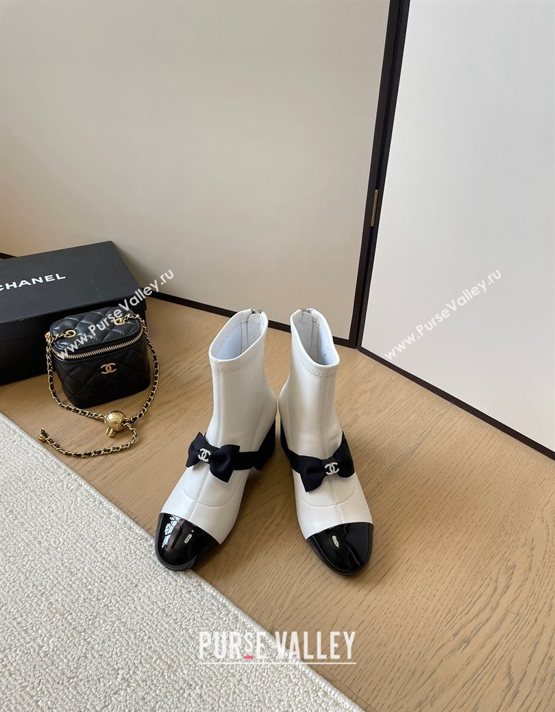 Chanel Calfskin Heel Ankle Boots 5.5cm with Bow White 2024 CH010205 (MD-240102041)