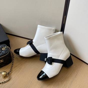 Chanel Calfskin Heel Ankle Boots 5.5cm with Bow White 2024 CH010205 (MD-240102041)