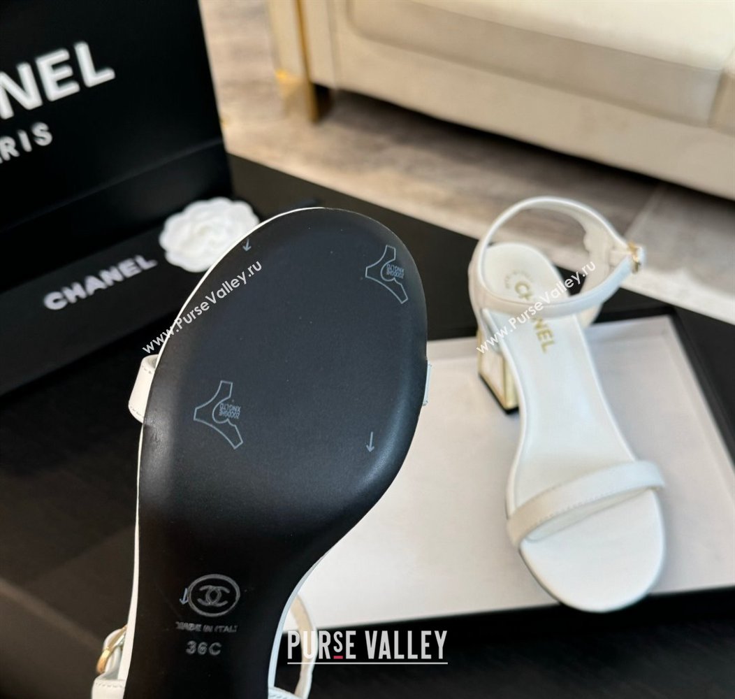 Chanel Lambskin Heel Sandals 7cm White 2024 G45235 0102 (SS-240102006)
