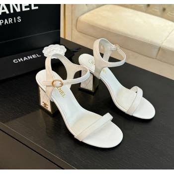 Chanel Lambskin Heel Sandals 7cm White 2024 G45235 0102 (SS-240102006)