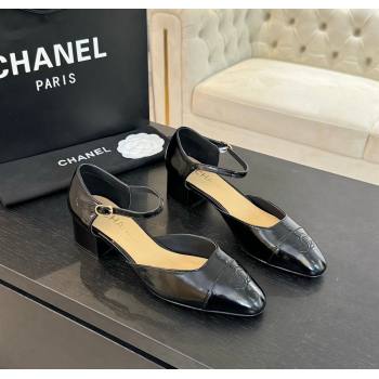 Chanel Shiny Lambskin Mary Janes Pumps Black 2024 CH010208 (MD-240102073)