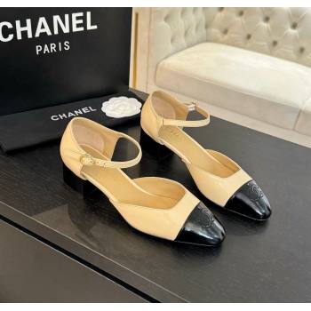 Chanel Shiny Lambskin Mary Janes Pumps Beige 2024 CH010208 (MD-240102074)